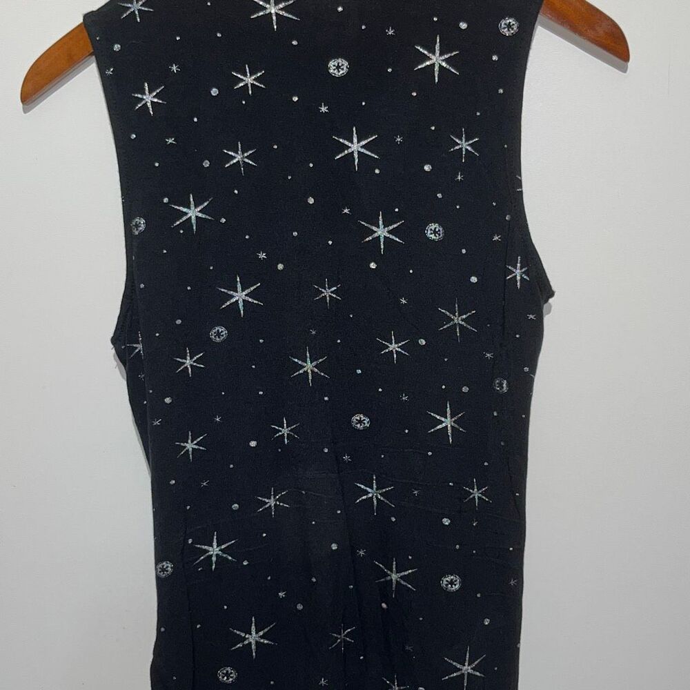 Star Wars Women's Black White Star Cinched Crew Neck Sleeveless Tunic Top Small - Picture 7 of 9